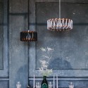 Hängelampe Wohnzimmer Decke mit Textilschirm und Seil Macaron D30 