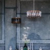 Hängelampe Wohnzimmer Decke mit Textilschirm und Seil Macaron D30 