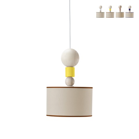 Design-Hängelampe Decke Holz Stoff Spiedino 24D Aktion