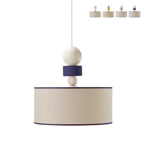 Hängelampe Deckenleuchte Design Holz Stoff Spiedino 40D Aktion