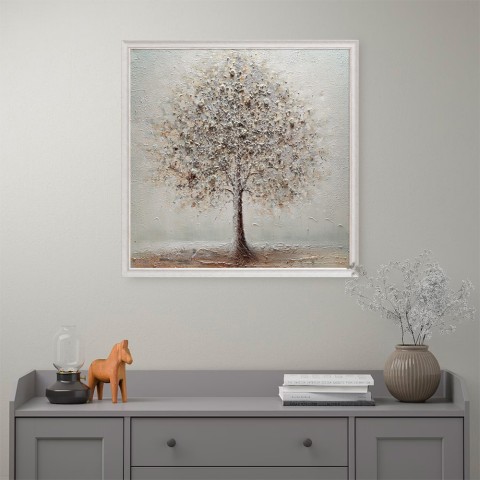 Handgemaltes Leinwandbild Silberbaum mit Rahmen 100x100cm W641 Aktion