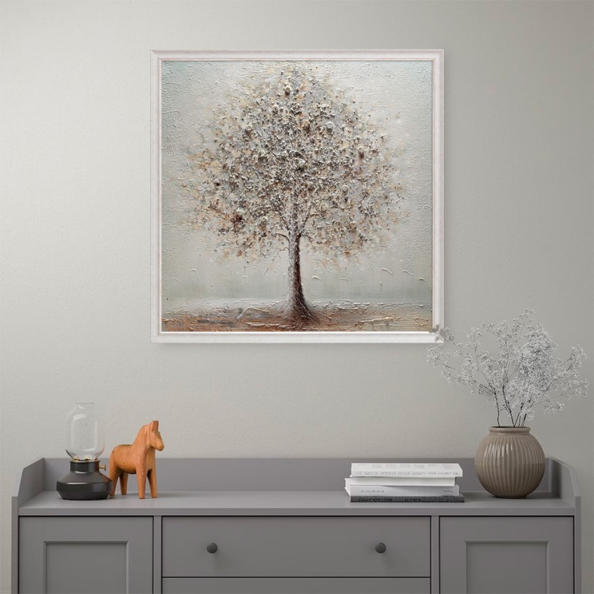 Handgemaltes Leinwandbild Silberbaum mit Rahmen 100x100cm W641 Aktion