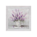 Handgemaltes Bild Vase lila Blumen Leinwand mit Rahmen 30x30cm W602 Sales