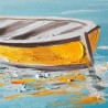 Handgemaltes Gemälde Boot am Meer auf Leinwand 30x30cm mit Rahmen W605 Katalog