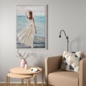 Handgemaltes Bild auf Leinwand Relief Frau Strand 60x90cm W713 Aktion