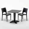 Schwarz Quadratisch Tisch und 2 Stühle Farbiges Polypropylen-Innenmastenset Grand Soleil Paris Aia