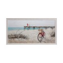 Handgemaltes Bild auf Leinwand Strandsteg 60x120cm mit Rahmen W628