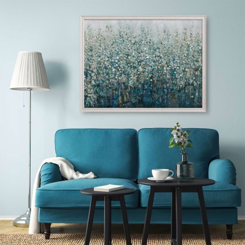 Handgemaltes abstraktes Blumenbild auf Leinwand mit Rahmen 90x120cm W669 Aktion