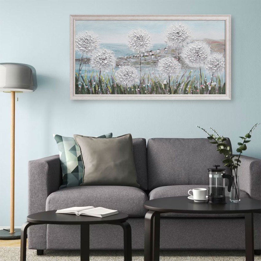 Handgemaltes Gemälde auf Leinwand Blumenwiese mit Pusteblumen Rahmen 60x120cm W726 Aktion Handgemaltes Gemälde auf Leinwand Blumenwiese mit Pusteblumen Rahmen 60x120cm W726 Aktion