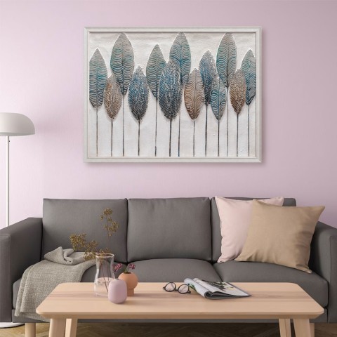 Handgemaltes Bild auf Leinwand mit Rahmen Federn 90x120cm W732 Aktion
