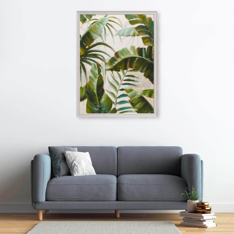 Handgemaltes Bild Blätter auf Leinwand 90x120cm mit Rahmen W827