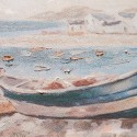 Handgemaltes Bild auf Leinwand Boote am Ufer 30x90cm mit Rahmen W800