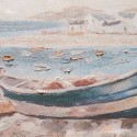 Handgemaltes Gemälde auf Leinwand Boote am Ufer 30x90cm mit Rahmen W800 Lagerbestand