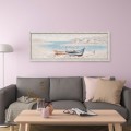 Handgemaltes Gemälde auf Leinwand Boote am Ufer 30x90cm mit Rahmen W800 Aktion