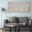 Handgemaltes Bild auf Leinwand 65x150cm weiße Blumen mit Rahmen z442 Aktion