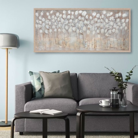 Handgemaltes Gemälde auf Leinwand 65x150cm weiße Tulpen Rahmen Z442 Aktion