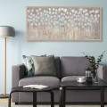 Handgemaltes Bild auf Leinwand 65x150cm weiße Blumen mit Rahmen z442 Aktion