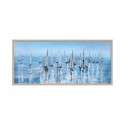 Handgemaltes Bild mit silbernen Segelbooten, Rahmen 65x150cm Z460 Sales
