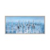 Handgemaltes Bild mit silbernen Segelbooten, Rahmen 65x150cm Z460 Sales