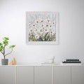 Handgemaltes Leinwandbild Wiese mit weißen Blumen, gerahmt 30x30cm Z501 Aktion