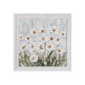 Handgemaltes Gemälde auf Leinwand Wiese weiße Blumen mit Rahmen 30x30cm Z501 Sales