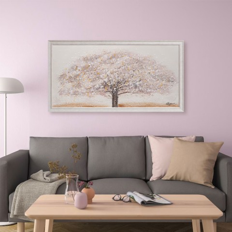 Handgemaltes Bild auf Leinwand Weißer Baum mit Rahmen 60x120cm Z643 Aktion