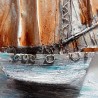 Handgemaltes Gemälde Segelboot auf Leinwand 30x90cm mit Rahmen Z421 Lagerbestand