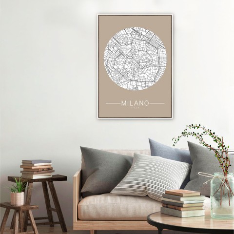 Fotodruck Stadtkarte Mailand mit Rahmen 50x70 cm Unika 0012 Aktion