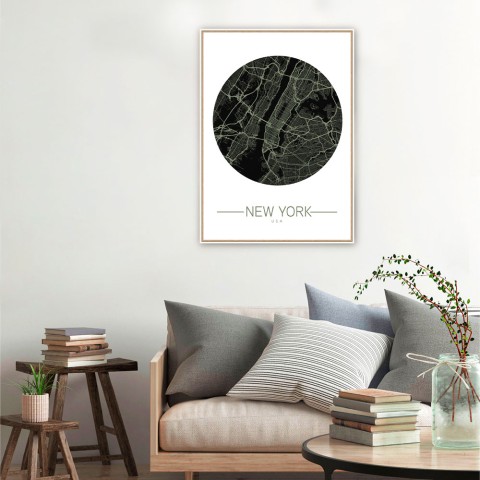 Fotodruck Stadtkarte New York mit Rahmen 50x70cm Unika 0014 Aktion