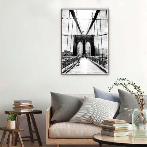 Druckbild Foto Brücke Weiß Schwarz Rahmen 50x70cm Unika 0030