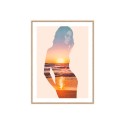 Fotodruck Frau am Strand bei Sonnenuntergang im Rahmen 30x40 cm Unika 0044 Verkauf