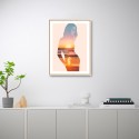 Fotodruck Frau am Strand bei Sonnenuntergang im Rahmen 30x40 cm Unika 0044 Aktion