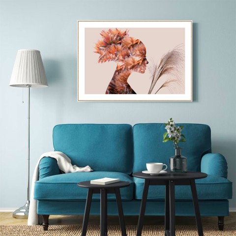 Fotografie-Poster Frau Herbst mit Rahmen 70x100cm Unika 0047 Aktion