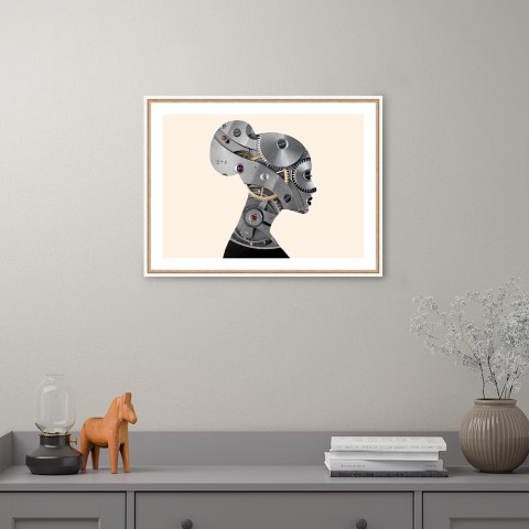 Fotodruck Frau Zahnräder Bildrahmen 30x40cm Unika 0048 Aktion