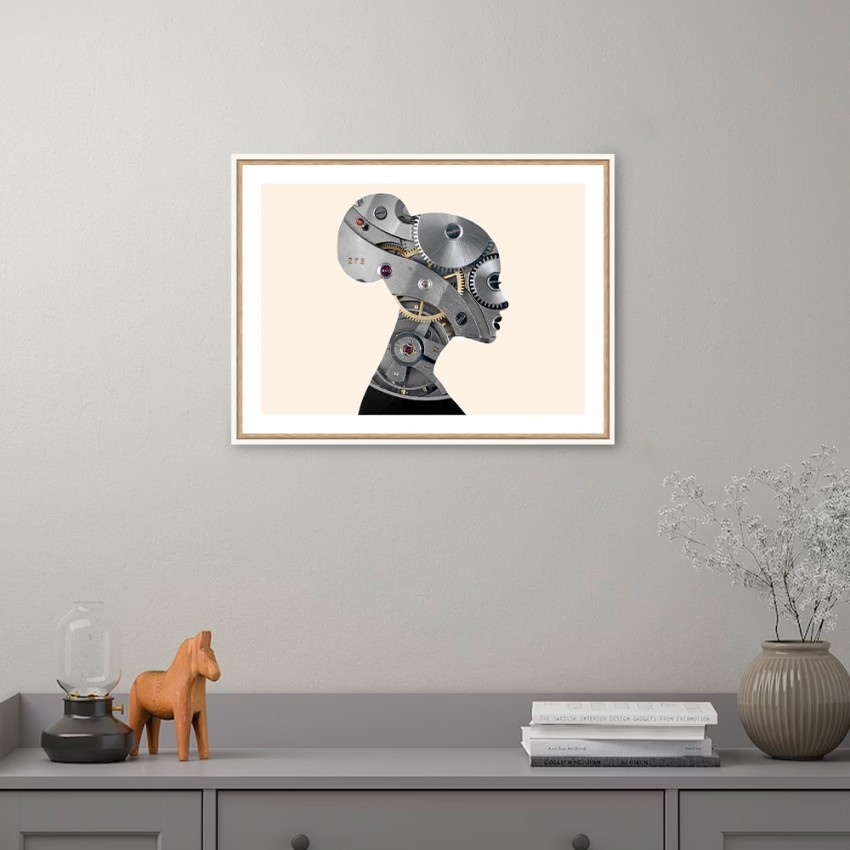 Fotodruck Frau Zahnräder Bildrahmen 30x40cm Unika 0048 Aktion