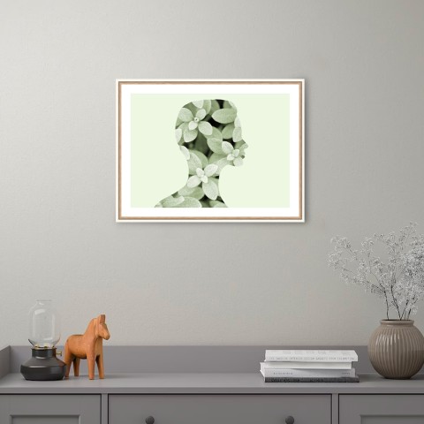 Fotodruck Frau Blumen grün Rahmen 30x40cm Unika 0049 Aktion