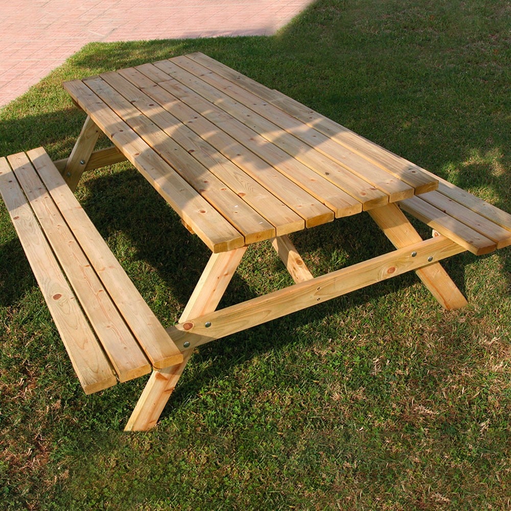 Picknicktisch aus Holz Gartenbänke 180x150cm