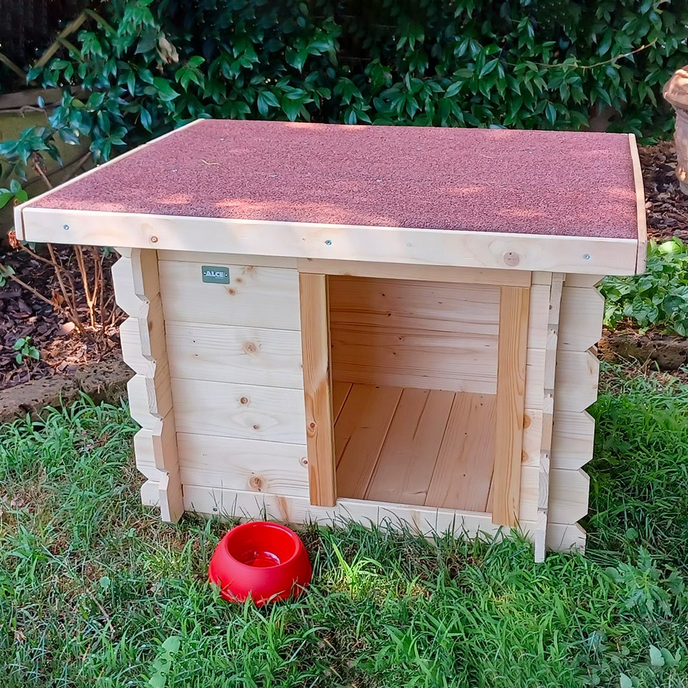 Holzhundehütte klein, für den Garten, Außenbereich 77x60 h64cm Laila