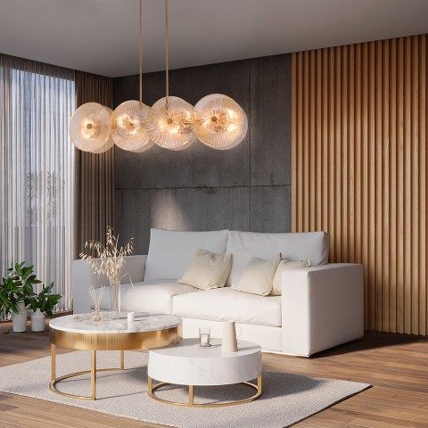 Hängelampe aus goldenem Metall und Glasplatten Aster Maytoni Aktion