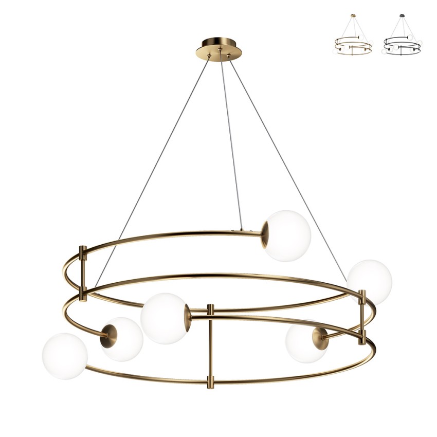 Moderner Kronleuchter mit 6 Glaskugeln in Spiralkreis-Design Balance Maytoni Aktion