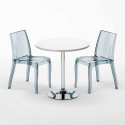 Weiß Rund Tisch und 2 Stühle Farbiges Transparent Grand Soleil Cristal Light Silver Rabatte