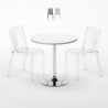 Weiß Rund Tisch und 2 Stühle Farbiges Transparent Grand Soleil Dune Silver
