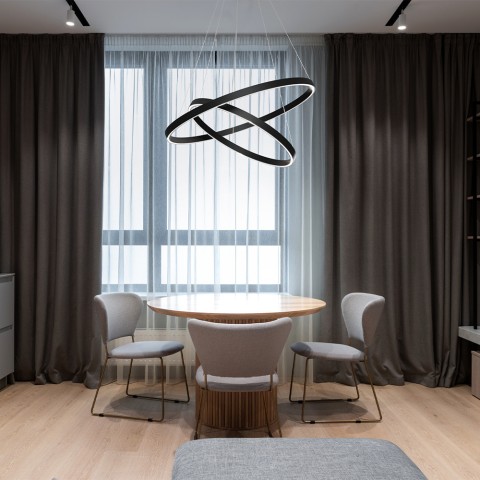 Moderner schwarzer LED-Deckenleuchter, verstellbar, 2 Ringe, Rim Maytoni Aktion