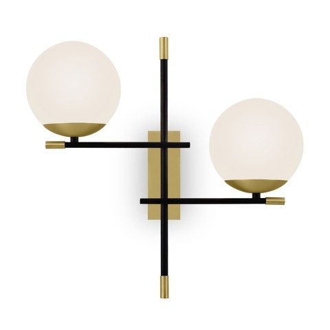Wandlampe Schwarz-Gold mit 2 weißen Kugeln Nostalgia Maytoni Sx Aktion