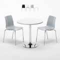 Weiß Rund Tisch und 2 Stühle Farbiges Transparent Grand Soleil Lollipop Silver