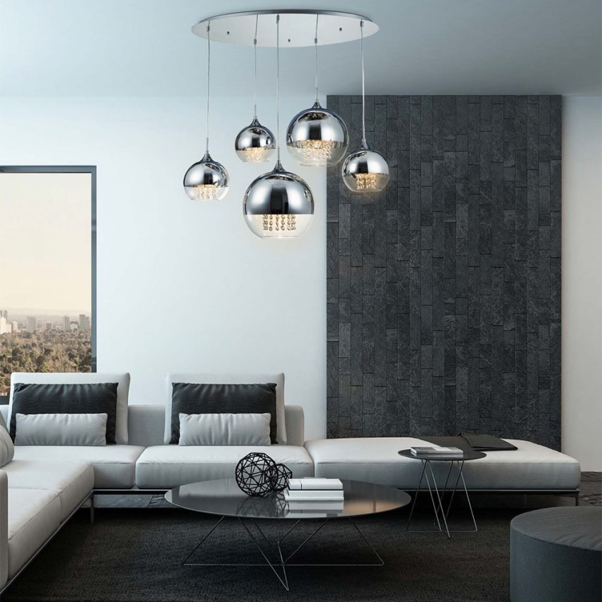 Moderner Design-Kronleuchter mit schwebenden Kugeln, verchromtes Glas, Fermi Maytoni Aktion