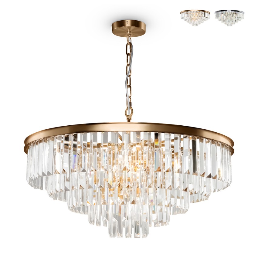 Klassischer Kronleuchter mit transparenten Glas-Kristallen Revero Maytoni Aktion Klassischer Kronleuchter mit transparenten Glas-Kristallen Revero Maytoni Aktion