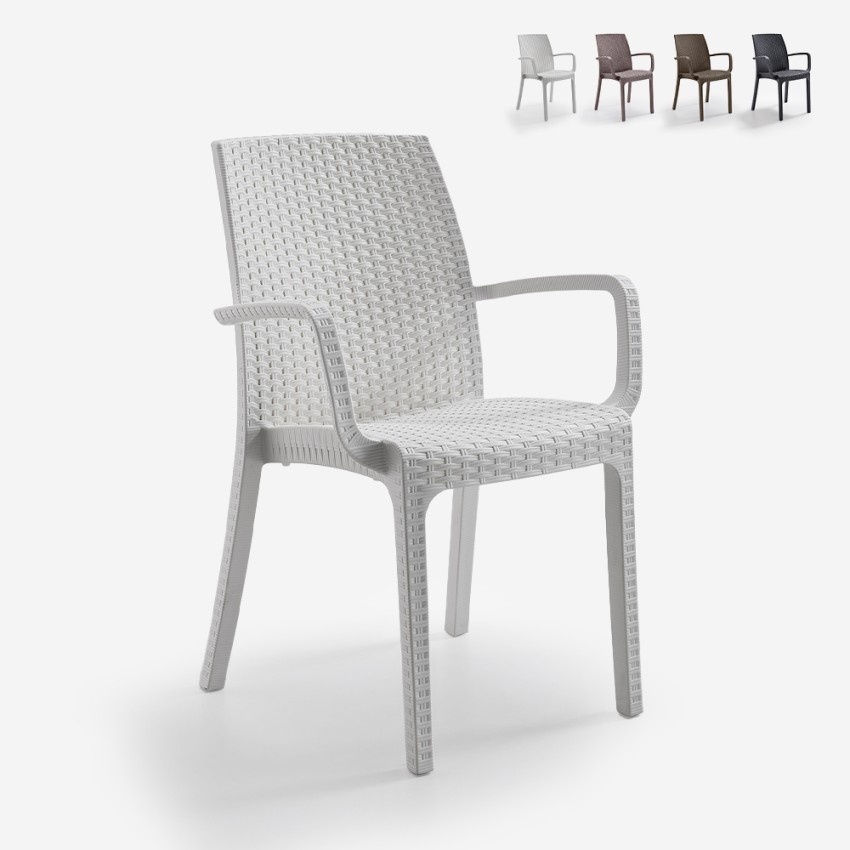 Stapelbarer Rattanstuhl mit Armlehnen Gartenbar Outdoor Indiana BICA Sales Stapelbarer Rattanstuhl mit Armlehnen Gartenbar Outdoor Indiana BICA Sales