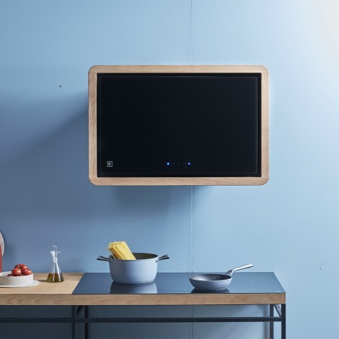 Wand-Dunstabzugshaube mit Touch-Bedienung und Holzrahmen Linea Fabita Aktion
