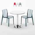 Weiß Rund Tisch und 2 Stühle Farbiges Polypropylen-Innenmastenset Grand Soleil Femme Fatale Spectre
